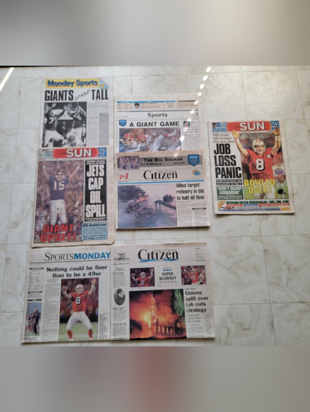 Four Superbowl Newspapers 1991 & 1995